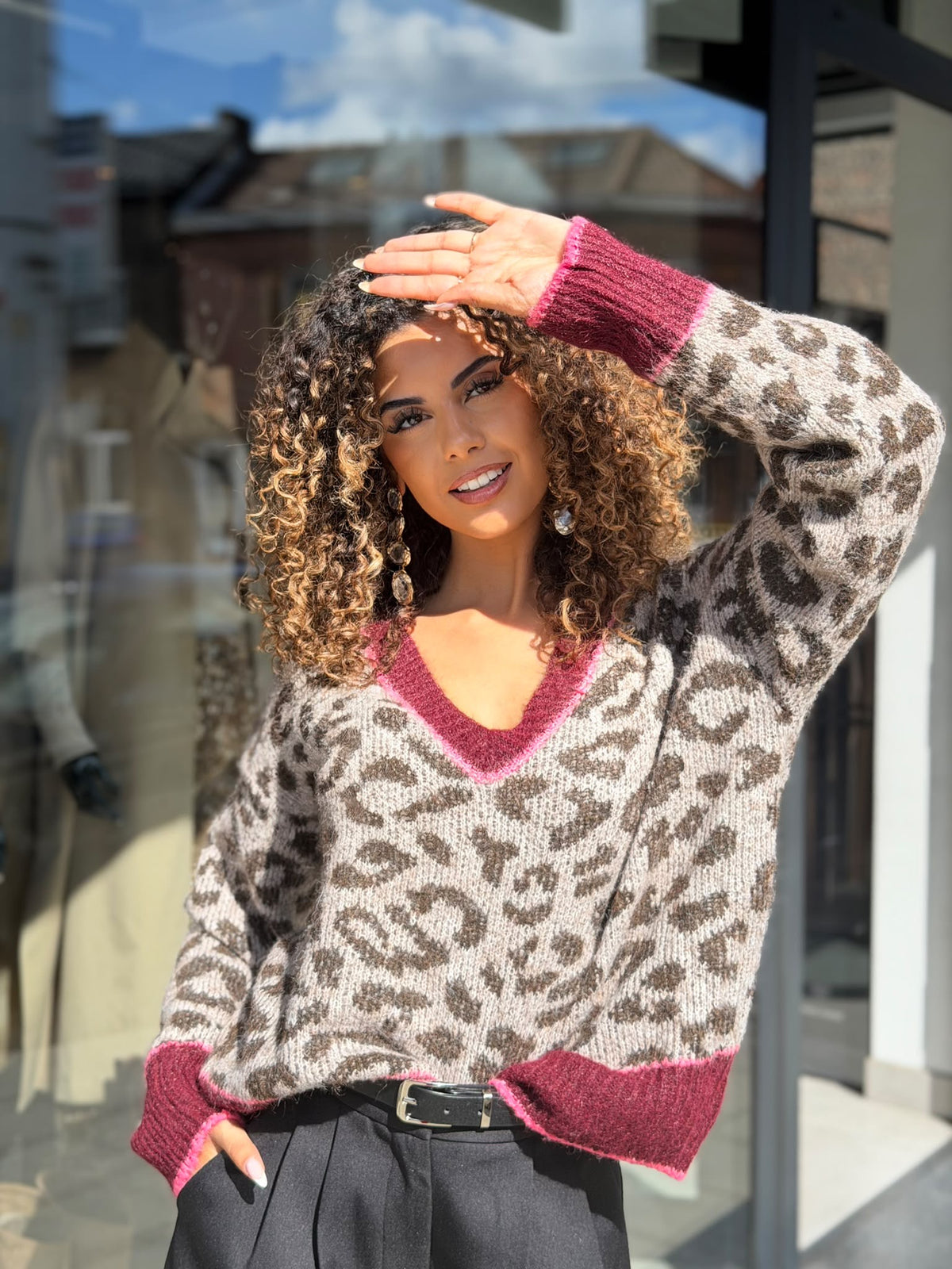 8581 PULL LEOPARD BORDEAUX #111611