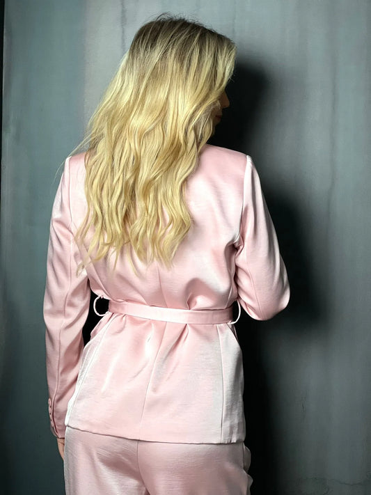 Veste tailleur rose satiné