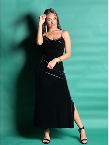 Longue robe en velour noir