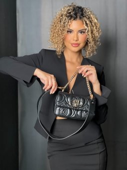 Sac noir chaine or logo LIU JO