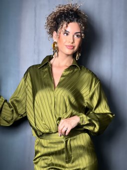 BLOUSE SATINE VERTE
