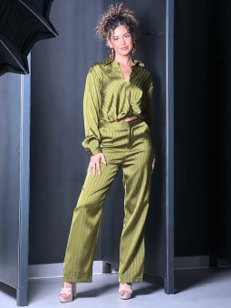 PANTALON SATINE VERT
