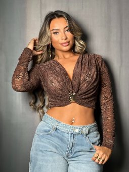 Blouse en dentelle choco