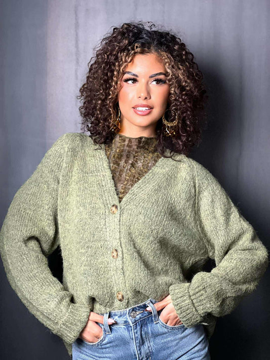Pull gilet vert