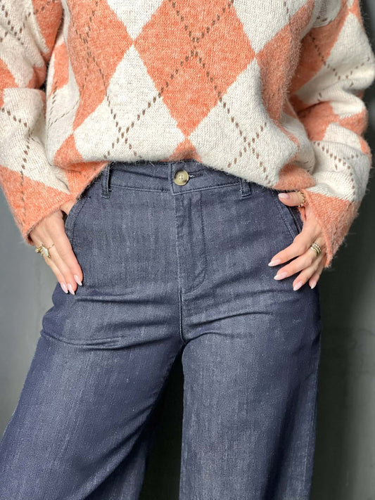 Pull orange et gris