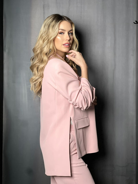 Veste tailleur rose poudrée