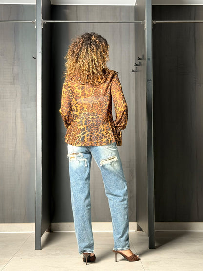 Jeans strass léopard