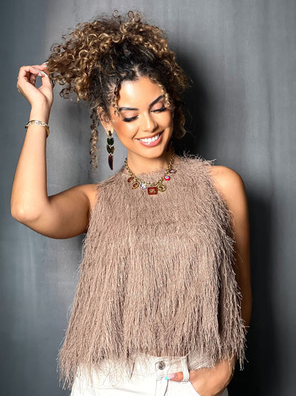 BLOUSE FROUFROU TAUPE