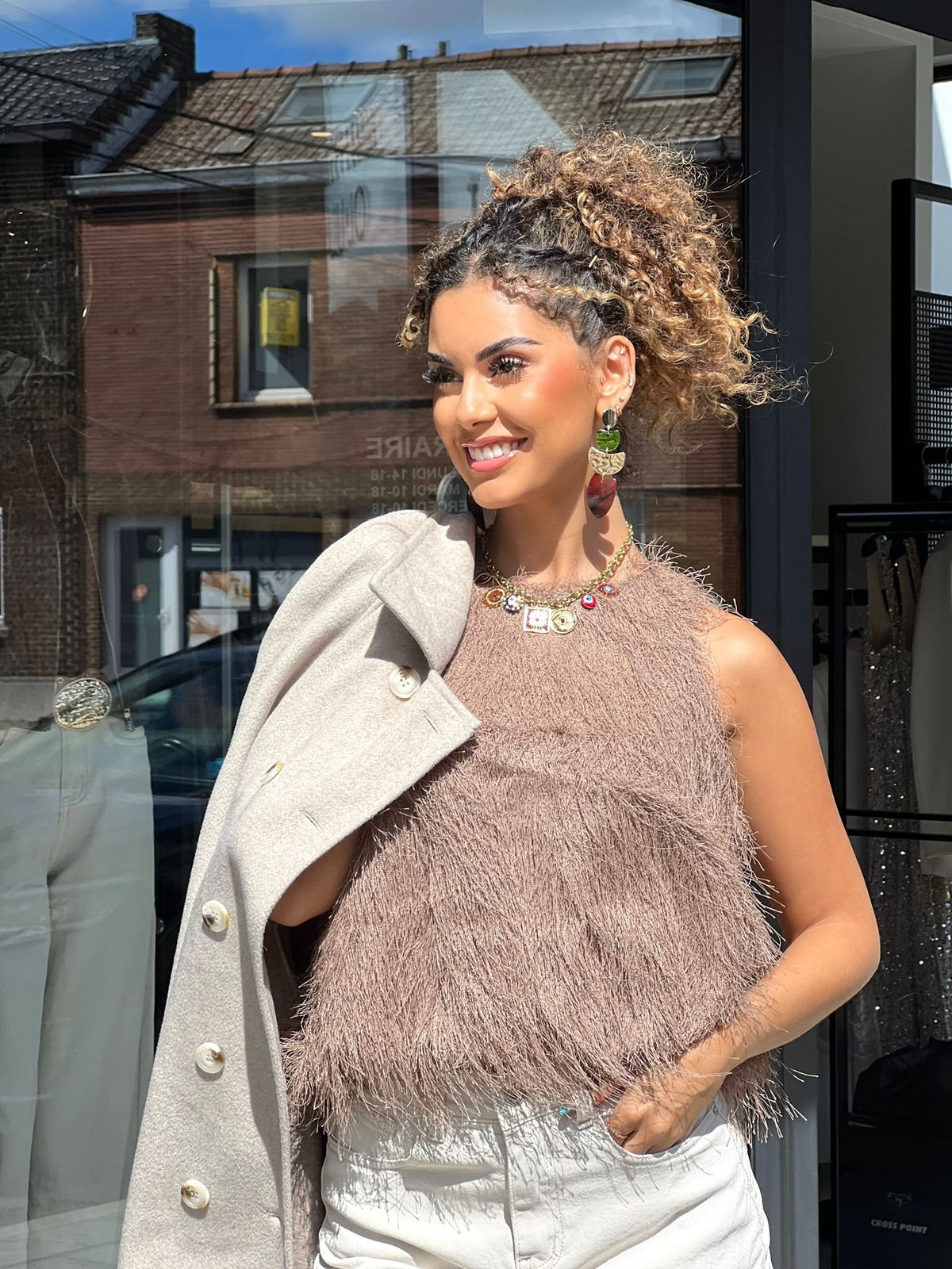 BLOUSE FROUFROU TAUPE