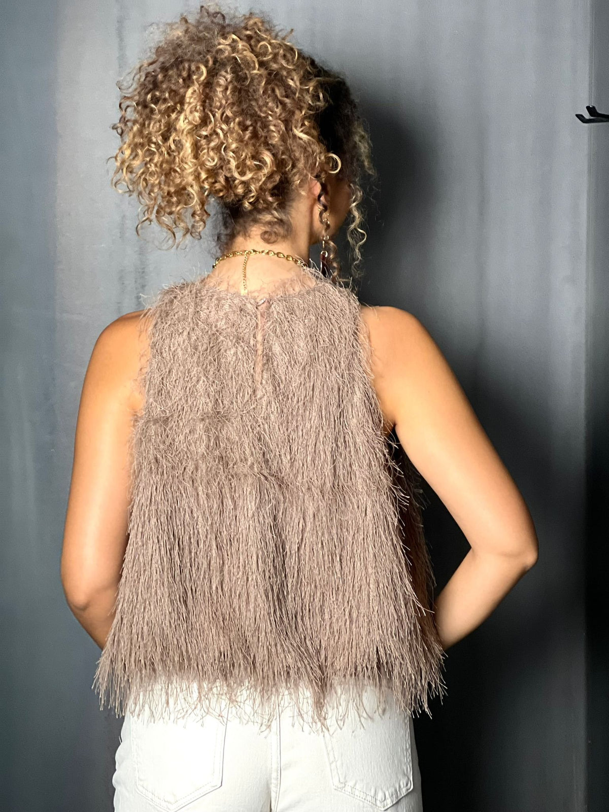 BLOUSE FROUFROU TAUPE