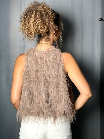 BLOUSE FROUFROU TAUPE