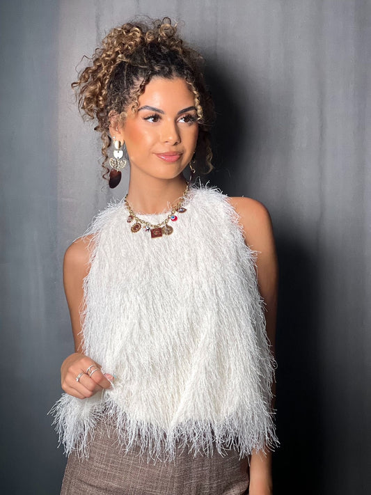 Blouse froufrou beige #111387