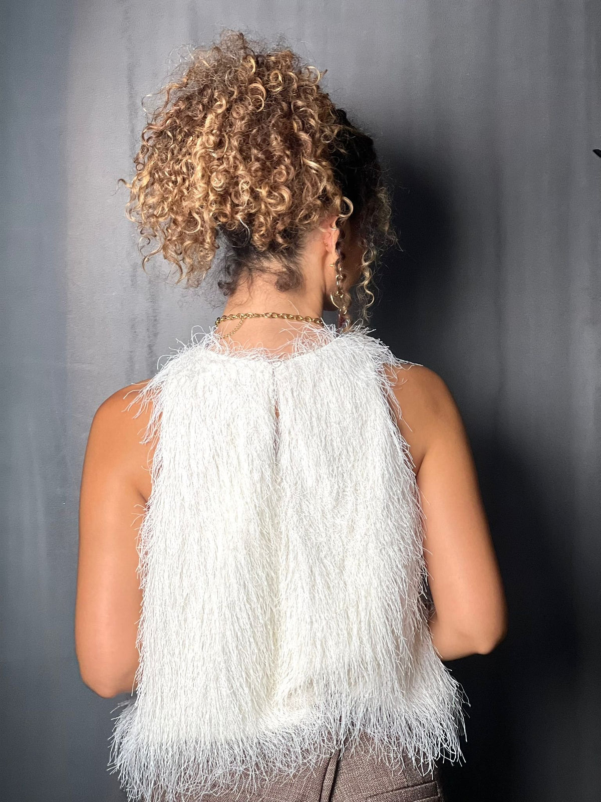 Blouse froufrou beige