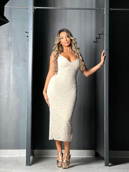 ROBE DENTELLE BEIGE