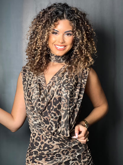 ROBE LEOPARD FONCE