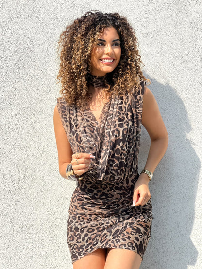 ROBE LEOPARD FONCE