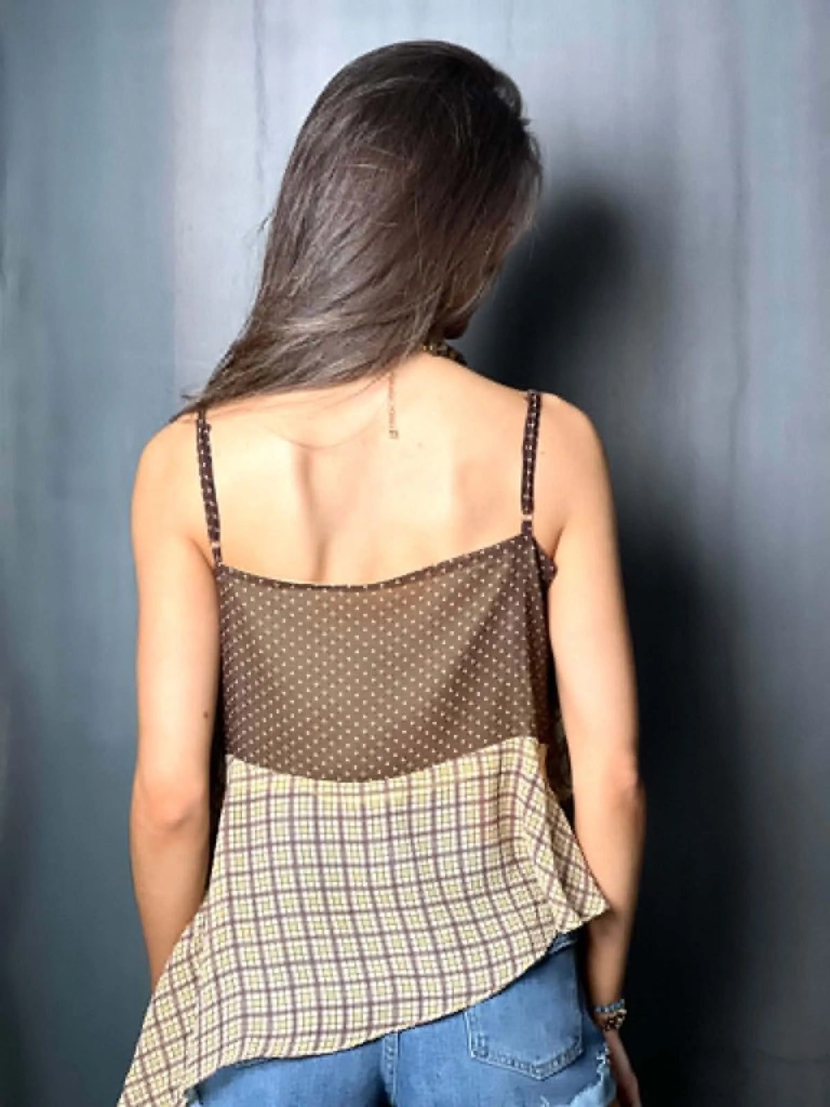 Haut vintage jaune brun