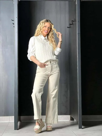 Jeans beige court
