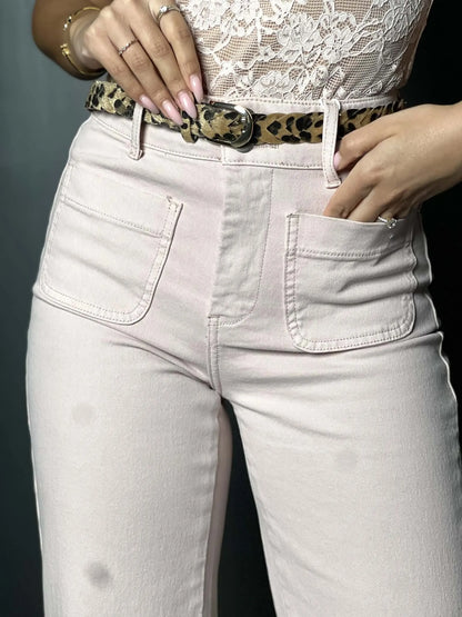Jeans rose taille haute