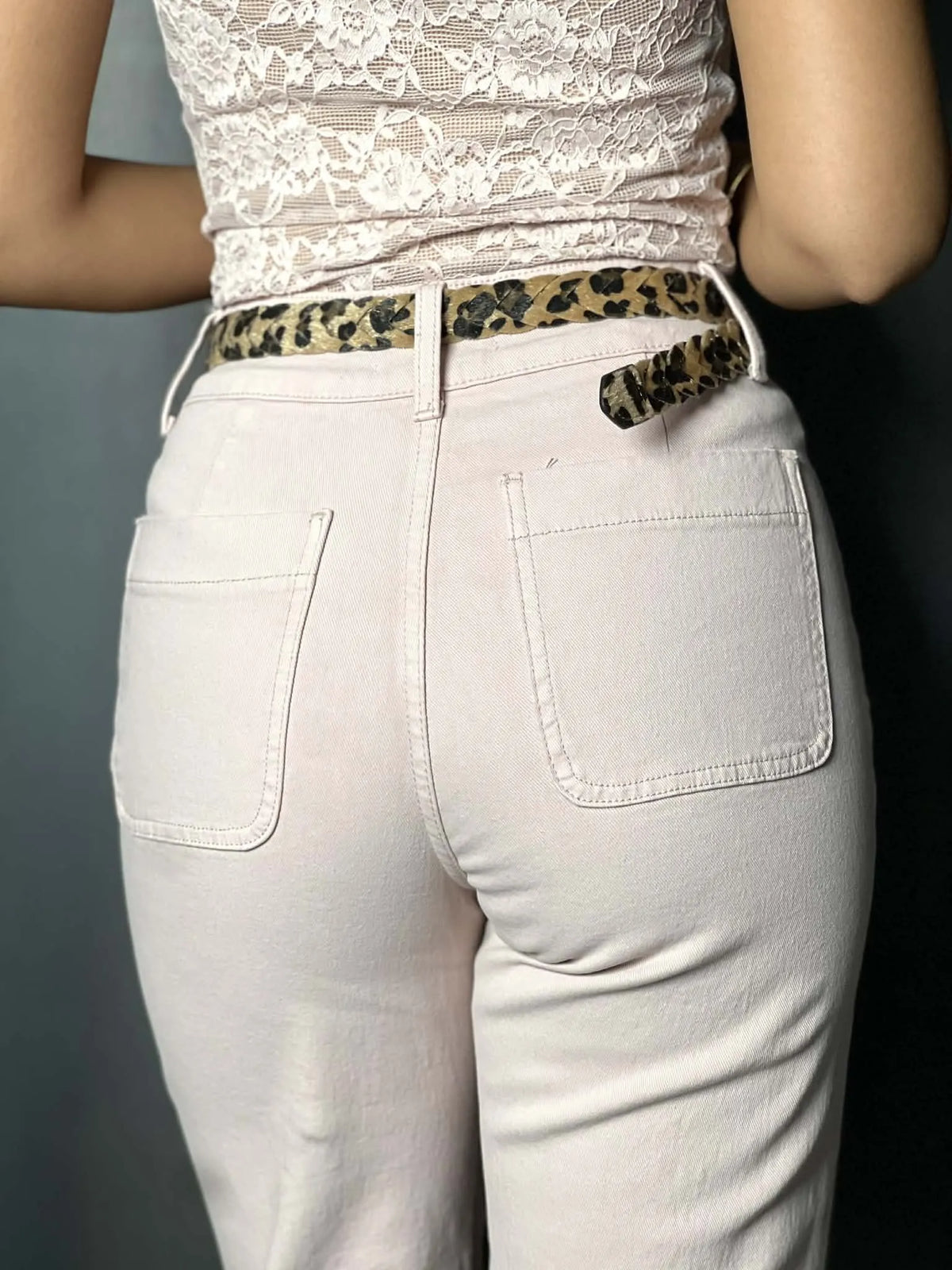 Jeans rose taille haute