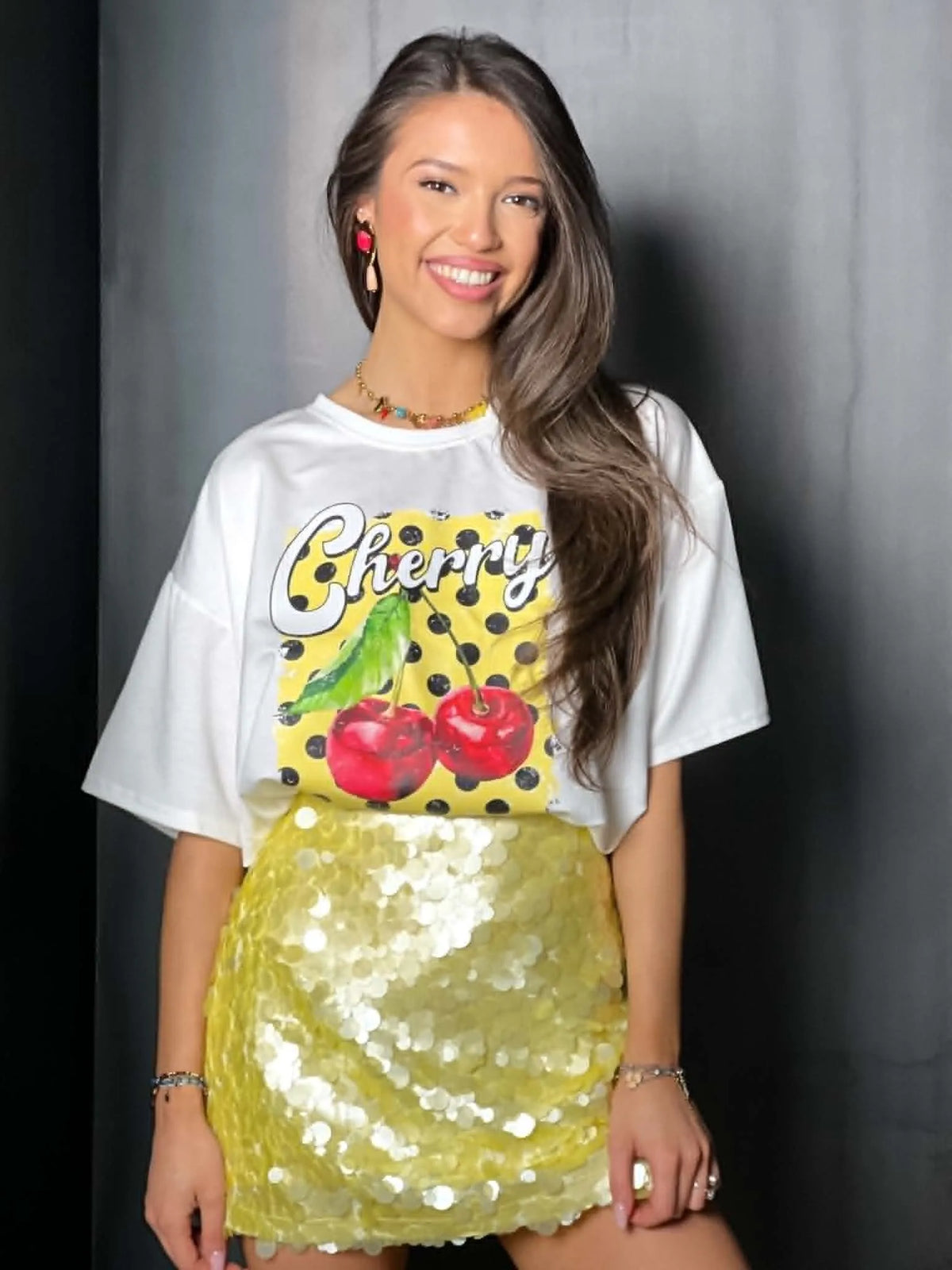 Jupe jaune à sequins