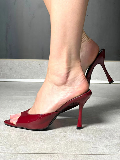 Mules vernie à talons bordeaux