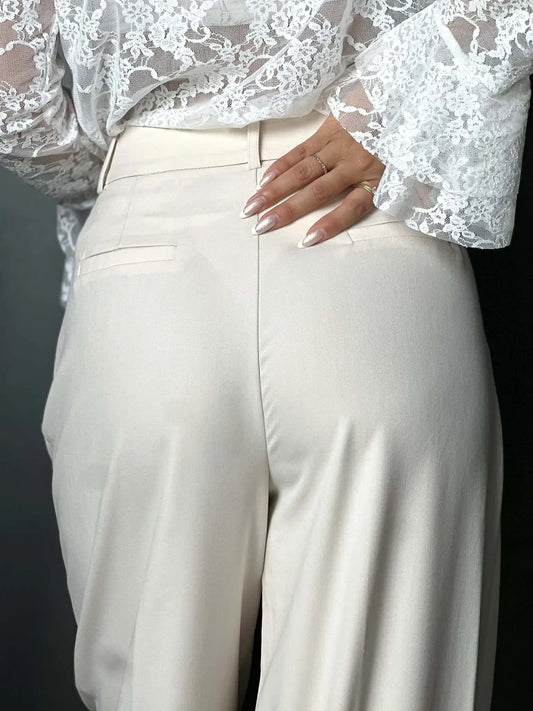 Pantalon tailleur beige