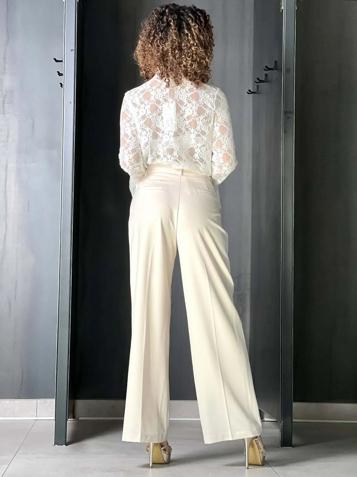Pantalon tailleur beige