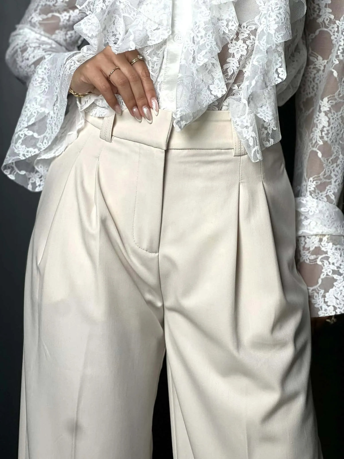 Pantalon tailleur beige