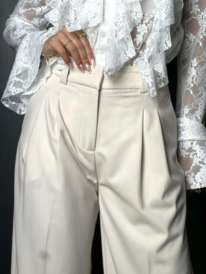 Pantalon tailleur beige