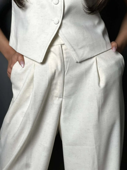 Pantalon tailleur beige