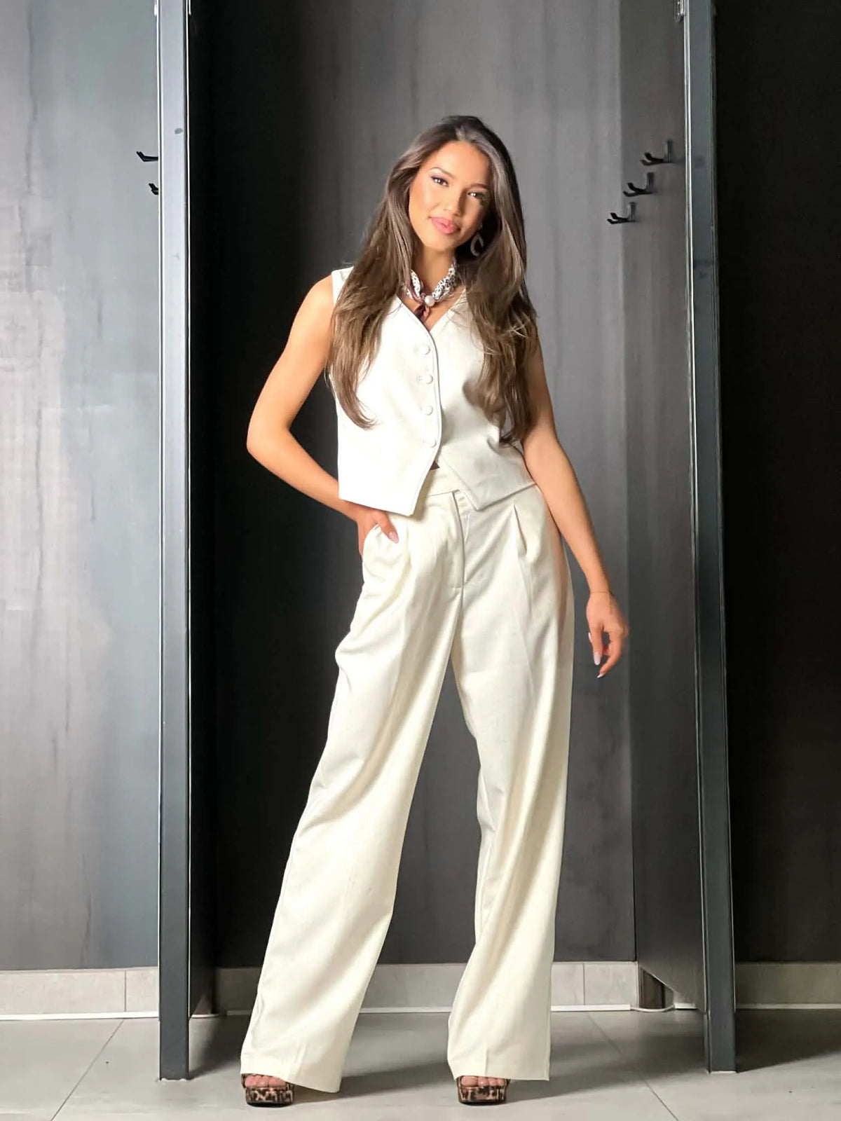 Pantalon tailleur beige