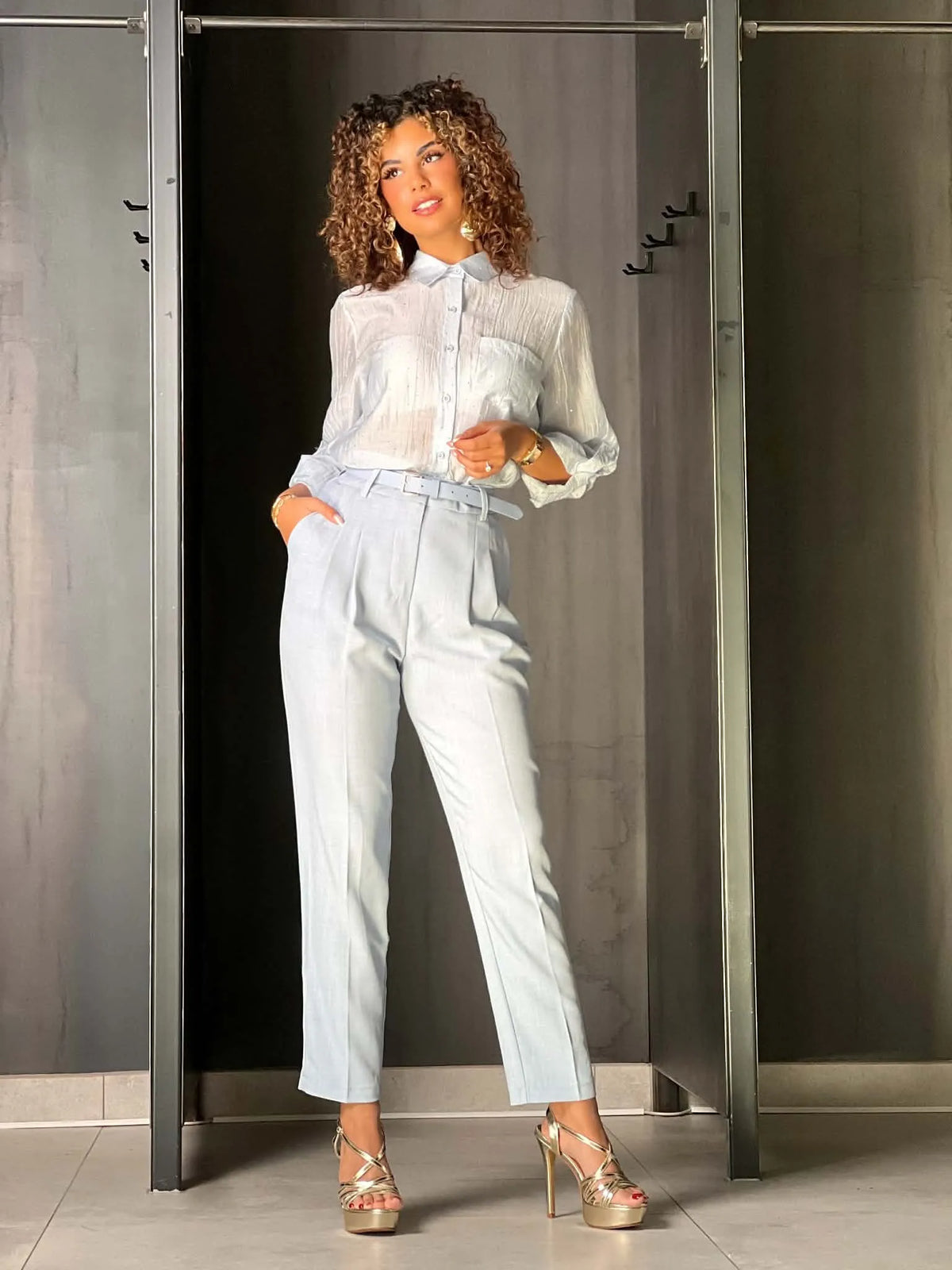 Pantalon tailleur bleu Ciana