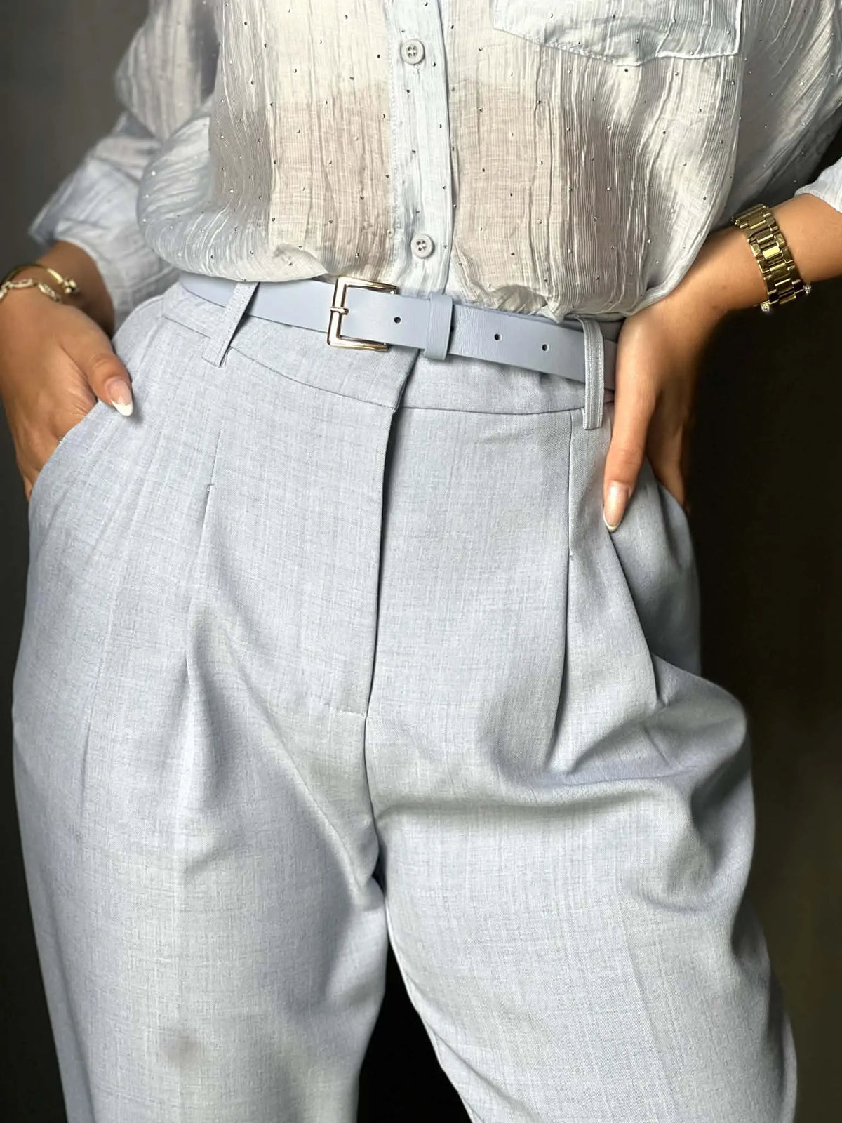 Pantalon tailleur bleu Ciana