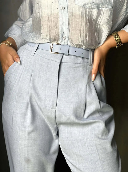 Pantalon tailleur bleu Ciana