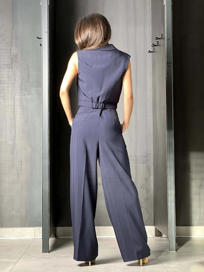 Pantalon tailleur bleu