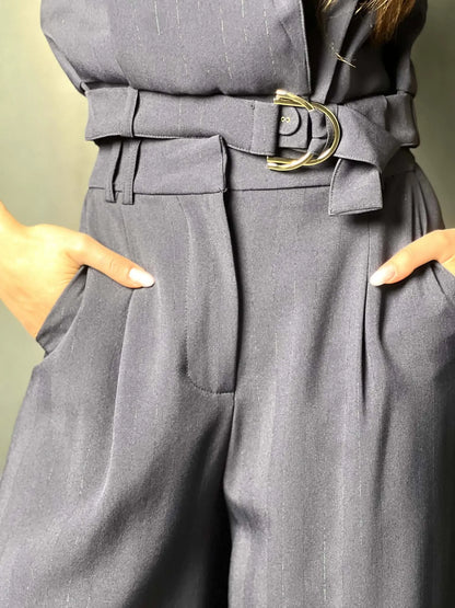 Pantalon tailleur bleu