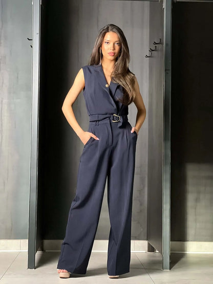 Pantalon tailleur bleu