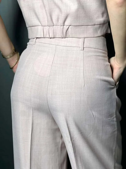 Pantalon tailleur rose