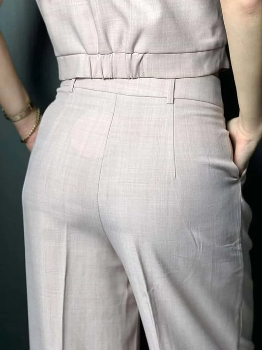 Pantalon tailleur rose