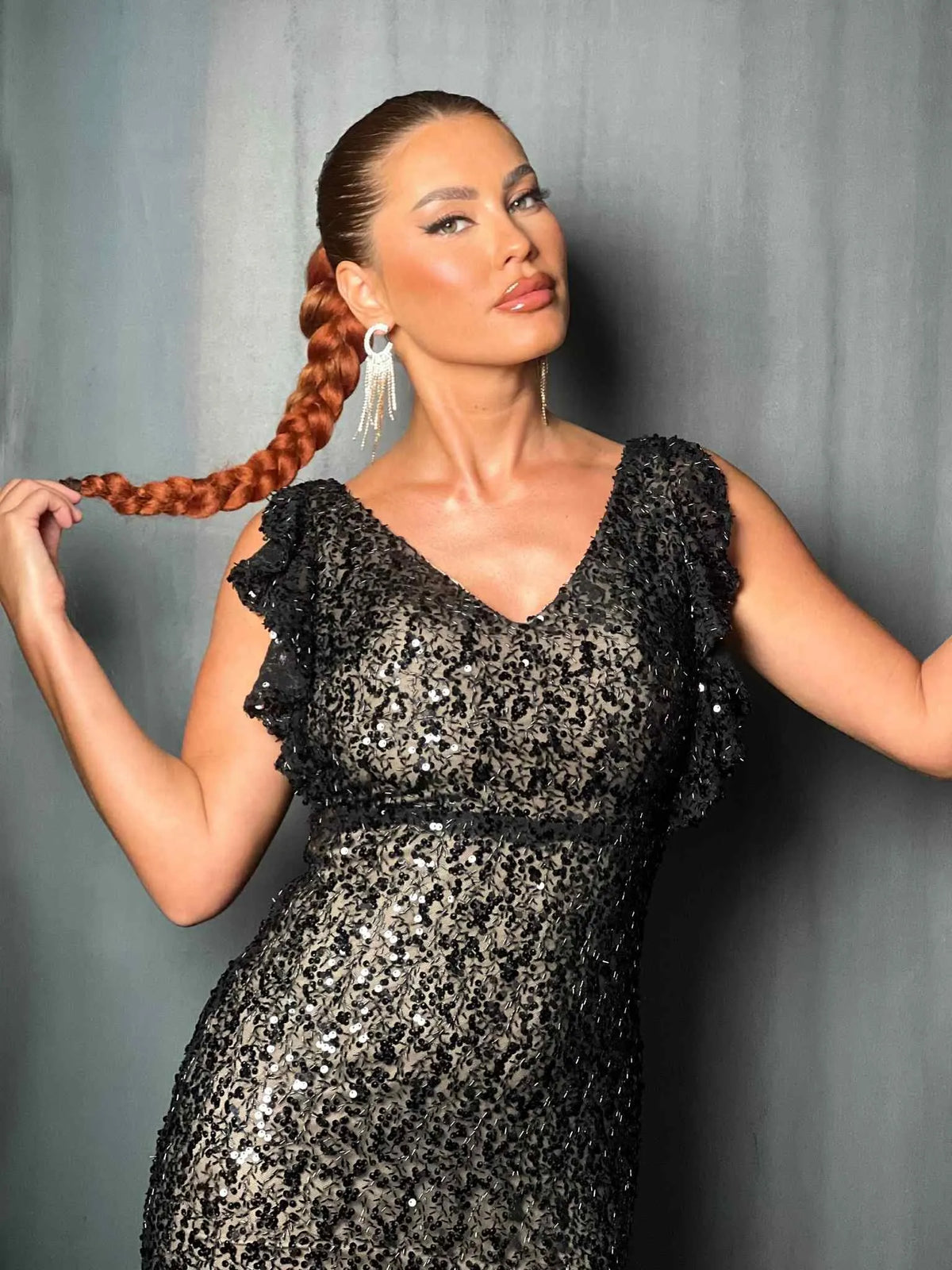 Robe de cérémonie à sequins noir