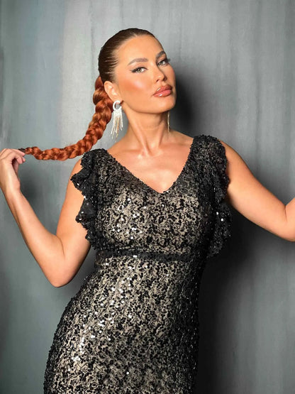 Robe de cérémonie à sequins noir