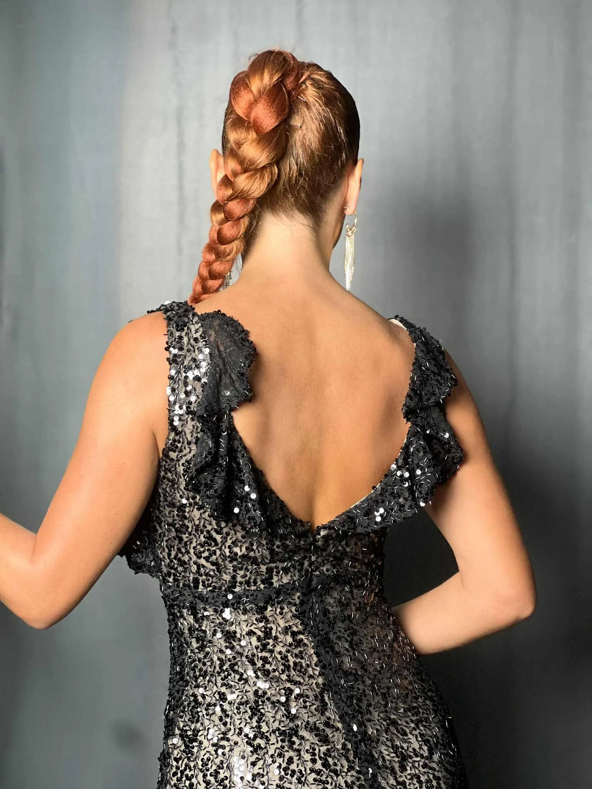 Robe de cérémonie à sequins noir