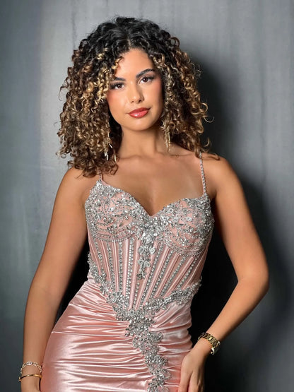 Robe de soirée rose