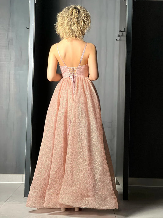 Robe de soiréee en tulle rose