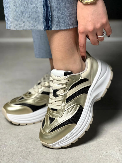 Sneaker metallic calf laethe