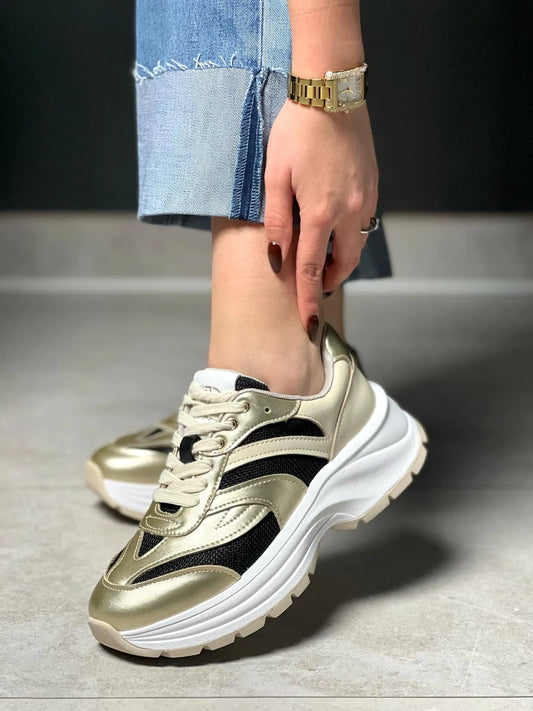 Sneaker metallic calf laethe