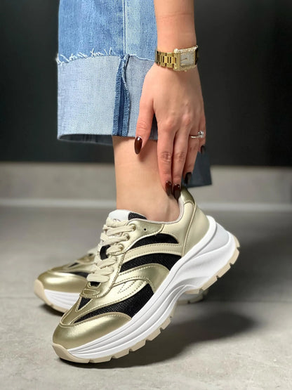 Sneaker metallic calf laethe