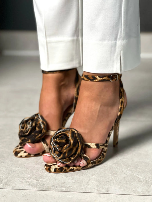 Talons leopard à fleurs
